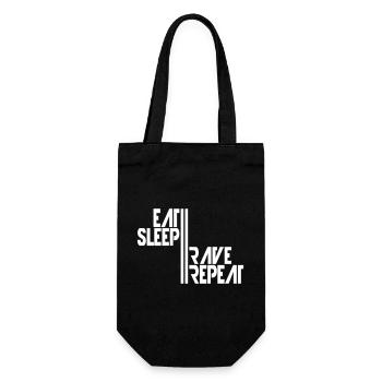 Eat Sleep Rave Repeat Essen Schlafen Raven Spruch - Geschenkbeutel für Flaschen - Schwarz - Vorne