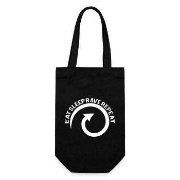 Eat Sleep Rave Repeat Essen Schlafen Raven Spruch - Geschenkbeutel für Flaschen - Schwarz - Vorne