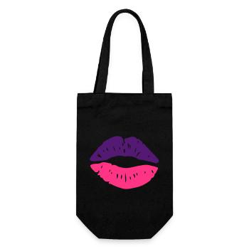 lippen kuss - Geschenkbeutel für Flaschen - Schwarz - Vorne