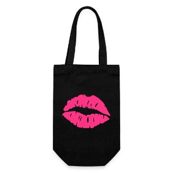 kuss lippen - Geschenkbeutel für Flaschen - Schwarz - Vorne