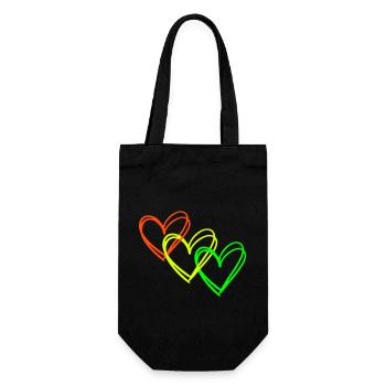 Herzen <3 Herzkette ♥ Liebe - Geschenkbeutel für Flaschen - Schwarz - Vorne