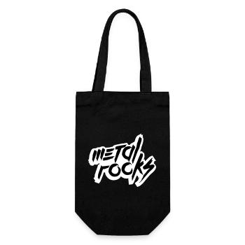 Heavy Metal Rocks Hard Rock Musik Text Spruch Logo - Geschenkbeutel für Flaschen - Schwarz - Vorne