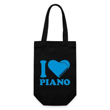 I Love Klavier Piano Herz Musik Instrument Liebe - Geschenkbeutel für Flaschen - Schwarz - Vorne