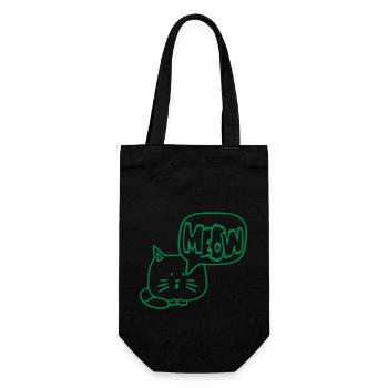 Süße Katze Comic Sprechblase Meow Miau Cartoon Fun - Geschenkbeutel für Flaschen - Schwarz - Vorne