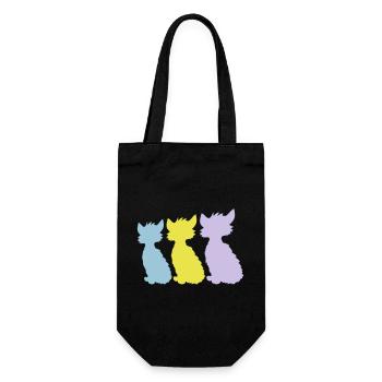 3 Sitting Cats Three Colorful Friends Silhouettes - Gift Bag for Bottles - black - Front