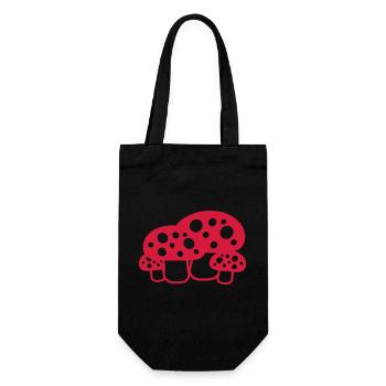 Many Mushrooms Red Dots Pattern Toadstool Fungus - Gift Bag for Bottles - black - Front
