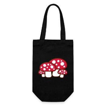 Many Mushrooms Red Dots Pattern Toadstool Fungus - Gift Bag for Bottles - black - Front