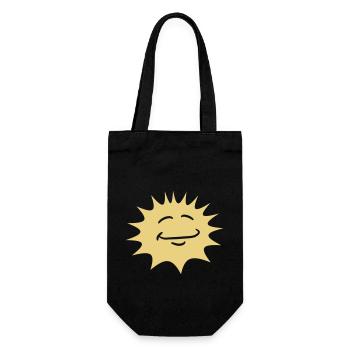 Bright Sun Funny Face Smile Comic Cartoon - Gift Bag for Bottles - black - Front
