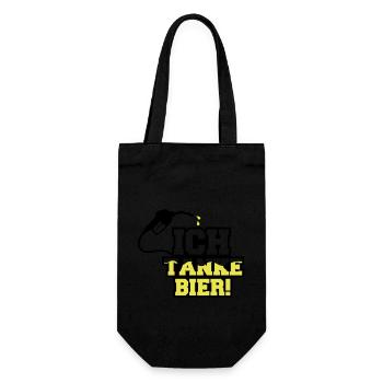 ich tanke bier 01 - Geschenkbeutel für Flaschen - Schwarz - Vorne