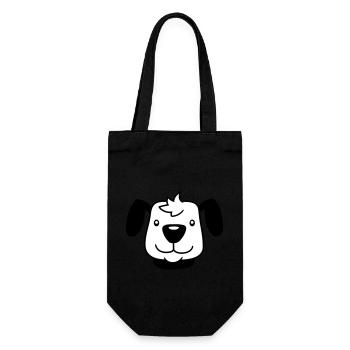 Dog Face Small Happy Pet Head Cute - Gift Bag for Bottles - black - Front