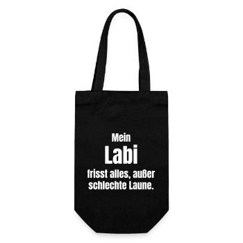 Mein Labi frisst alles, außer schlechte Laune. - Geschenkbeutel für Flaschen - Schwarz - Vorne