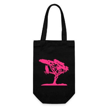 Eule Uhu Ast Baum Wald Nacht Silhouette Umriss süß - Geschenkbeutel für Flaschen - Schwarz - Vorne