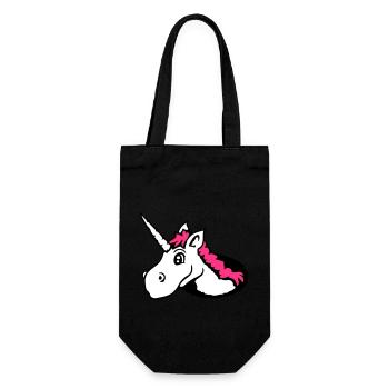 Unicorn Floor Hole Funny Smile Comic Cartoon - Gift Bag for Bottles - black - Front