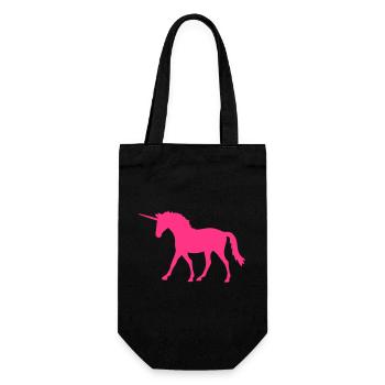 Einhorn Märchen Silhouette Umriss Schatten Pferd - Geschenkbeutel für Flaschen - Schwarz - Vorne