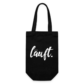 läuft joggen Erfolg Motto Machen Laufen Laune - Geschenkbeutel für Flaschen - Schwarz - Vorne
