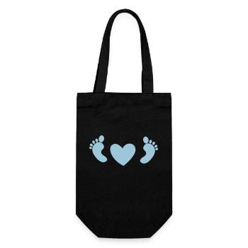 pieds de bébé avec coeur d'amour en bleu - Sac à bouteille - noir - Devant