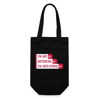 not antisocial anti stupid - Gift Bag for Bottles - black - Front