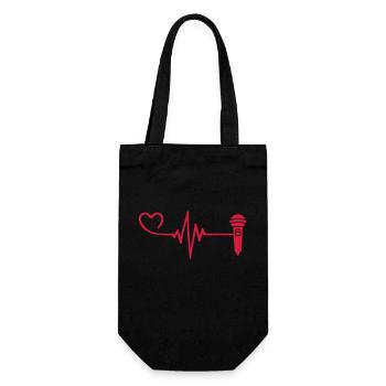 Microphone Pulse Heart Love - Gift Bag for Bottles - black - Front