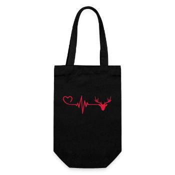 Cerf, Cerf, Pouls, Coeur, Amour - Sac à bouteille - noir - Devant