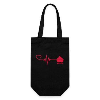 Grill Puls Symbol herzschlag liebe - Geschenkbeutel für Flaschen - Schwarz - Vorne