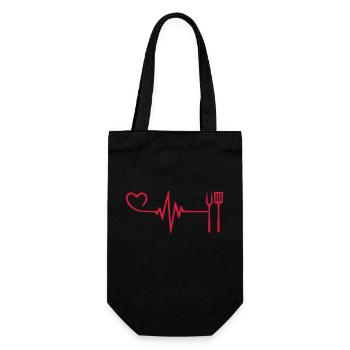Barbecue tongs Grilling pulse heartbeat love - Gift Bag for Bottles - black - Front