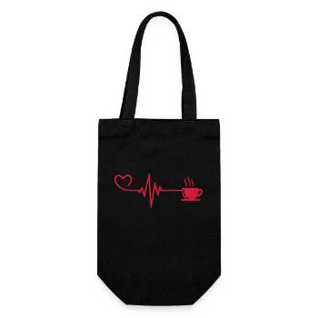 Coffee Cup Pulse Heartbeat Love - Gift Bag for Bottles - black - Front