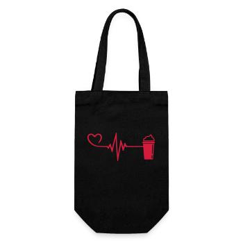 Coffee Icon Pulse Heartbeat Love - Gift Bag for Bottles - black - Front