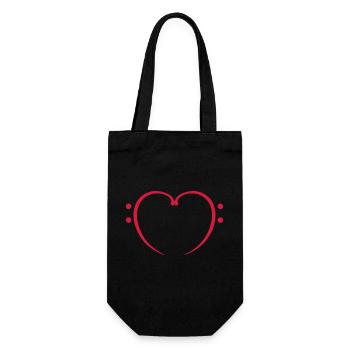 I Love Bass Herz Music Liebe Notenschlüssel Note - Geschenkbeutel für Flaschen - Schwarz - Vorne