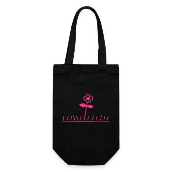 Pink Meadow Flower Spring Summer Grass Flower - Gift Bag for Bottles - black - Front
