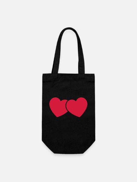Two Heart love icon symbol. Romance logo sign - Gift Bag for Bottles - black