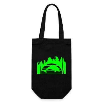 Dolphin Jumping Lines Sun Palm Trees Cool Silhouette - Gift Bag for Bottles - black - Front
