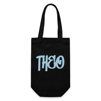 Theo Name Graffiti Schrift - Geschenkbeutel für Flaschen - Schwarz - Vorne