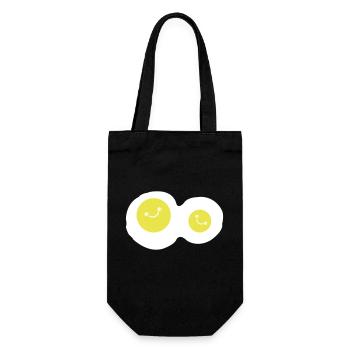 spiegeleier smile - Geschenkbeutel für Flaschen - Schwarz - Vorne