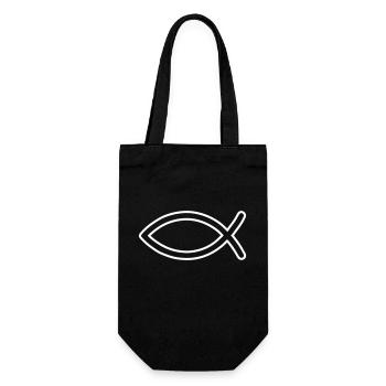 Jesus Fisch Symbol - Geschenkbeutel für Flaschen - Schwarz - Vorne