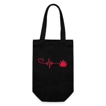 Feuille de chanvre pouls coeur amour - Sac à bouteille - noir - Devant