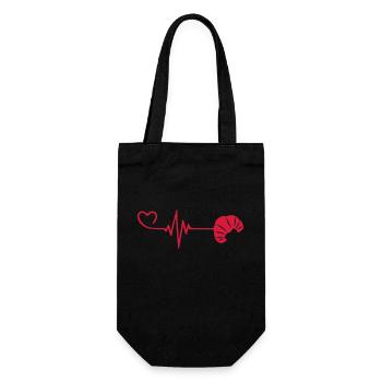Croissant Symbol Pulse Heartbeat Love - Gift Bag for Bottles - black - Front