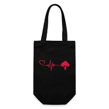 Baum Puls Herz Liebe - Geschenkbeutel für Flaschen - Schwarz - Vorne