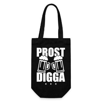 Prost Digga Bier - Geschenkbeutel für Flaschen - Schwarz - Vorne