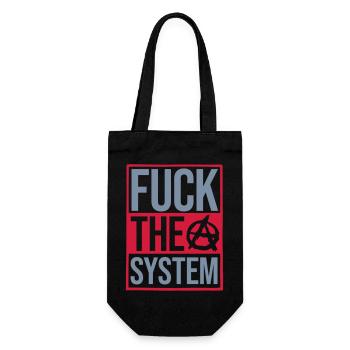 Zitat fuck the system - Geschenkbeutel für Flaschen - Schwarz - Vorne