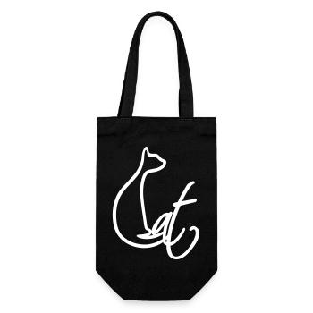 Sitting Cat Pretty Silhouette Cat Text Outline - Gift Bag for Bottles - black - Front