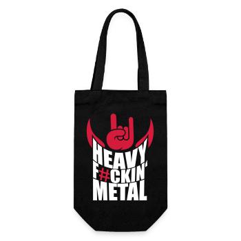 Heavy F#ckin' Metal Hard Rock Music Text Fun Zitat - Geschenkbeutel für Flaschen - Schwarz - Vorne