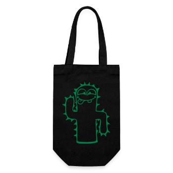 Happy Cactus Cacti Face Prickly Desert - Gift Bag for Bottles - black - Front