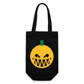 Halloween Kürbis (Kürbislaterne / Emoji / 2C) - Geschenkbeutel für Flaschen - Schwarz - Vorne