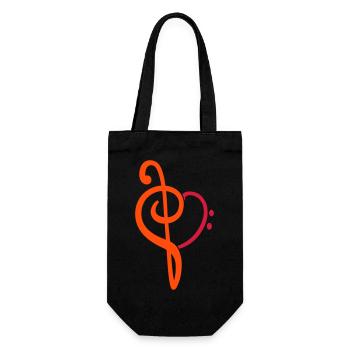 I Love Music Liebe Notenschlüssel Note Bass Herz - Geschenkbeutel für Flaschen - Schwarz - Vorne