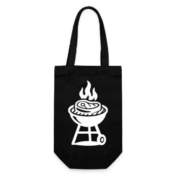 Grill Steak Fleisch Symbol - Geschenkbeutel für Flaschen - Schwarz - Vorne
