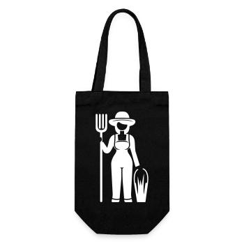 Farmer Frau - Geschenkbeutel für Flaschen - Schwarz - Vorne