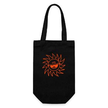 Bright Sun Funny Face Smile Comic Cartoon - Gift Bag for Bottles - black - Front
