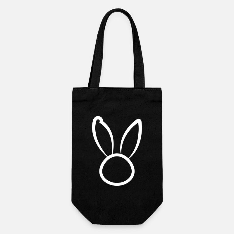 Lapin / Tête de lapin - Outline - Sac à bouteille - noir