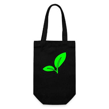2 Green Beautiful Leaves Eco Spring Summer Nature - Gift Bag for Bottles - black - Front