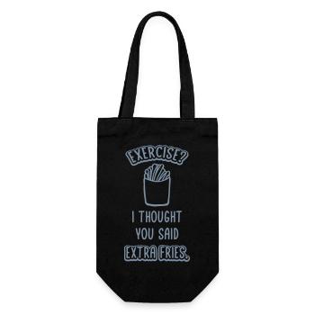 Exercise Extra Fries Quote - Gift Bag for Bottles - black - Front
